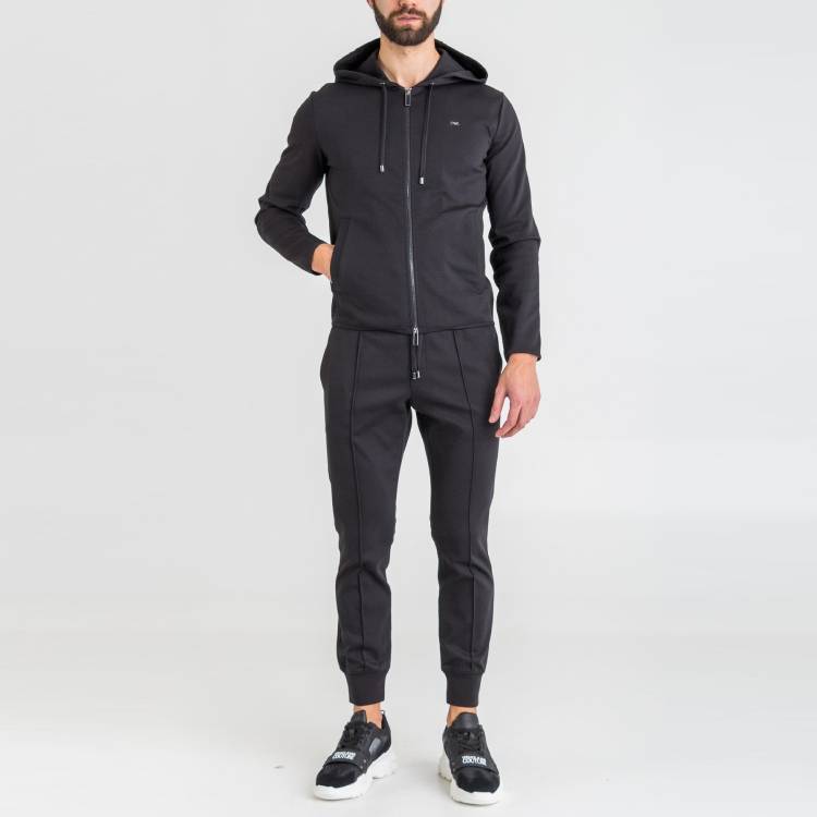 Emporio Armani Solid Color Zip-Up Hooded Long Sleeve Sweatshirt Men Tops Black 8N1BN2-1JBTZ-0999