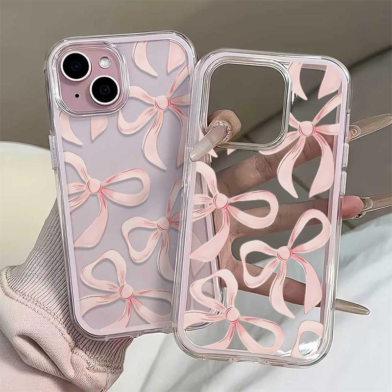 Bow Knot Case for iPhone 16 Pro Max & 17AIR: Two-in-One Frame and Soft Cover