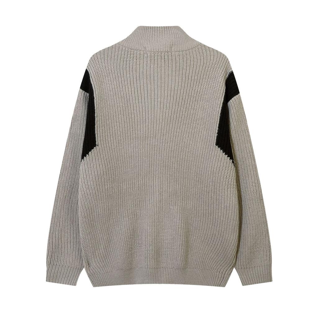 Men's Fall and Winter Embroidered Knit Cardigan Jacket Loose Zipper Sweater