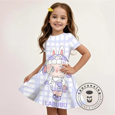 Affordable L-LABUBU-A 3D Dress Girls Summer Cartoon Print Casual Unique Design Fashion Hot Selling Free Gift 100%
