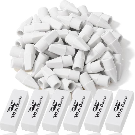 Mr. Pen- Pencil Erasers Set, 60 Pack Pencil Top Erasers, 6 Pencil Erasers, Latex-Free & No Smudge