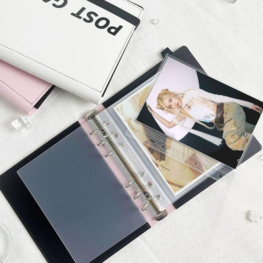 Large Capacity 6-inch Photocard Holder PU Leather Loose-leaf Photo Album Solid Color Idol Card Storage Booklet