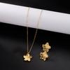 Fashion Romantic 5 Petal Flower Pendant Necklace for Women Delicate Gold Color Floral Chain Perfect Valentine Jewelry Gift