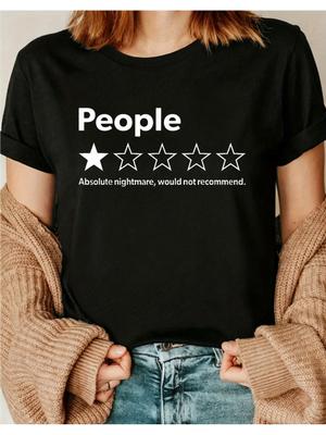 Adults TShirt Small Short Sleeve Funny Review People One Star Absolute Nightmare Would Not Recommend Suitable for Mens W