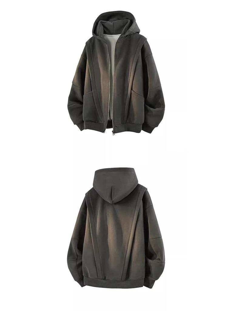 Unisex American-Style Heavy Fleece Hooded Jacket for Autumn/Winter