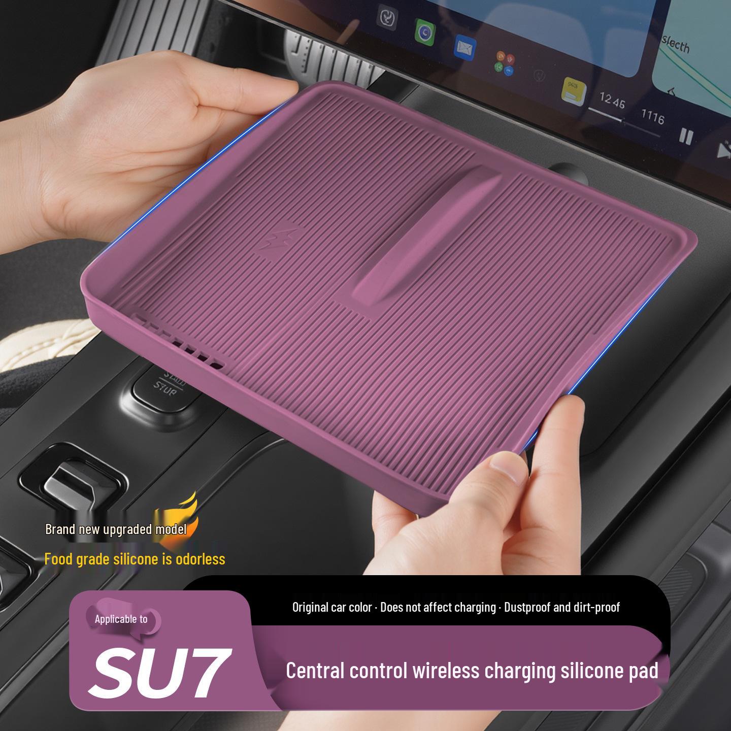 Xiaomi SU7/YU7 Wireless Charging Silicone Pad: Non-slip Car Cup Holder Accessory SU7 Wireless Charging Pad - Red