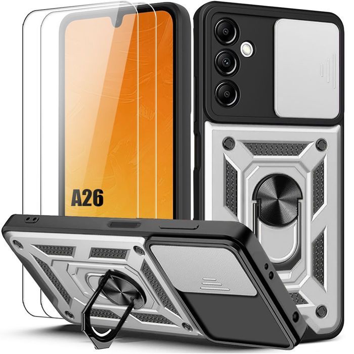 Coque de protection - BOOLING - pour Samsung Galaxy A26 5G - Argenté - Antichoc - 2 Verres Trempés