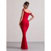 European and American Style 2026 Autumn Women's Clothing Sexy One-word Shoulder Slant Shoulder Slim Hip Wrap Solid Color Dress Women