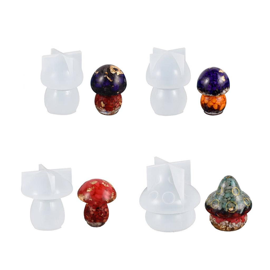 4Pcs Silicone Molds for Mushroom Ornaments Cute Resin Epoxy Molds DIY Keychain Charm Mushroom Molds House Orament Craft