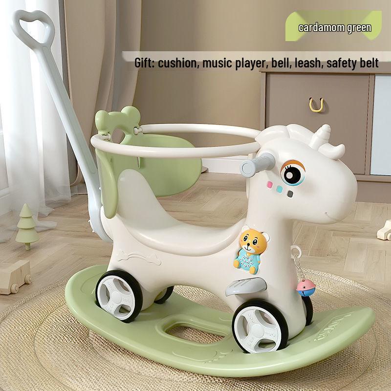 Wooden Infant Rocking Horse: Multi-Purpose Ride-On Toy for Boys & Girls – Ideal First Birthday Gift