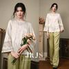JK&JS 2025 New Chinese Style Satin Jacquard Blouse