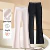 Women's Lace Micro Flare Pants - Elastic Waist, Casual, 2025 Spring, Drape Style for Mid-Aged Moms, Acetate Skinny Flare