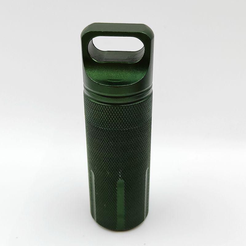 

1pc Outdoor Aluminum Alloy Waterproof Container, Sealed Storage Box, Portable Pill Case, Emergency Storage Box темно-зеленого
