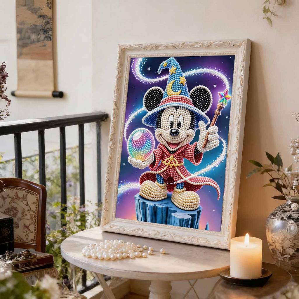 Disney Pearl Painting Wizard Mickey Creative Art 5D Pearl Embroidery Cross Stitch Kit Handmade DIY Home and Room Decor Gift