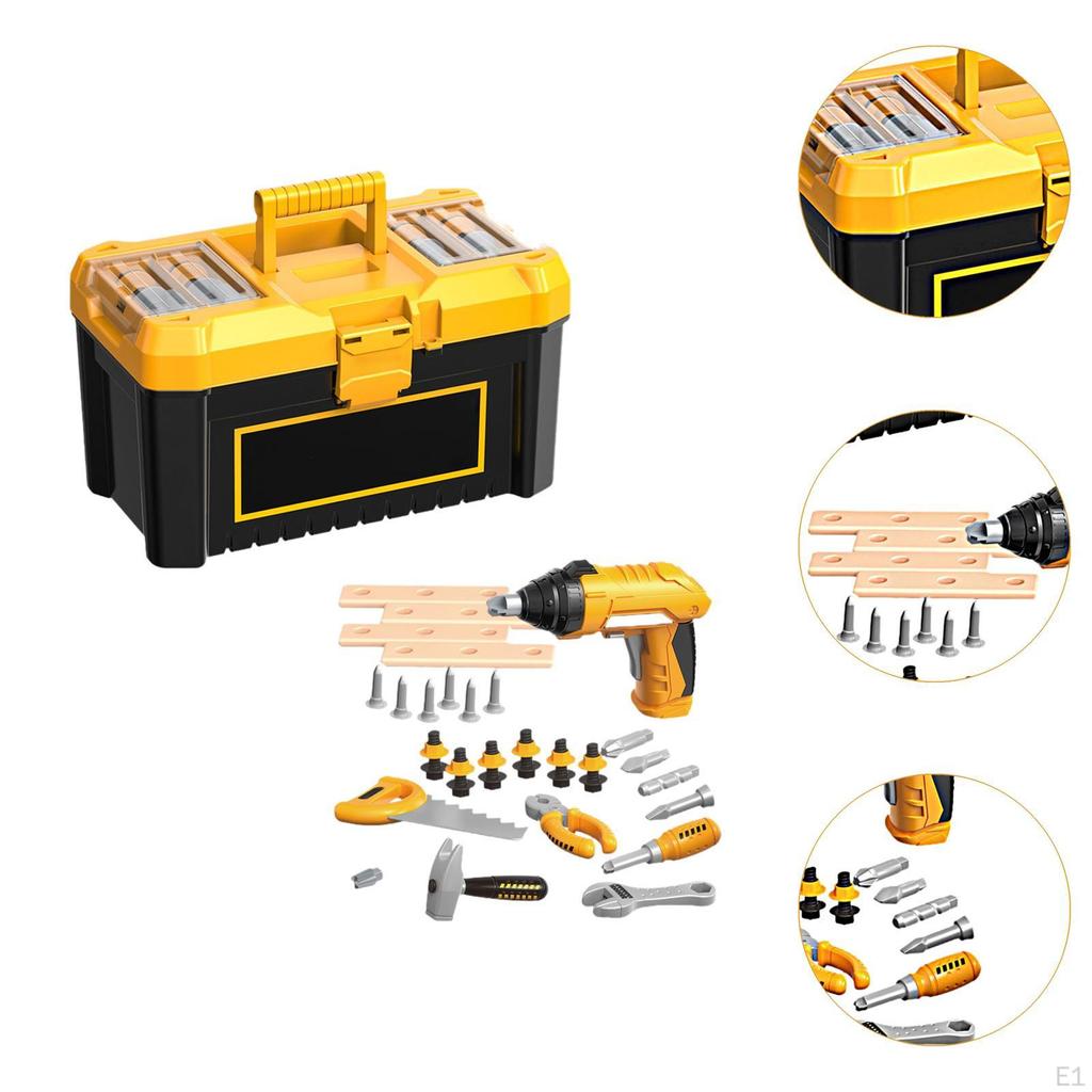 35 Pieces Electronic Toy Drill,Kid Tool Set,Toddler Box,Gift,Construction Tools,Toddler