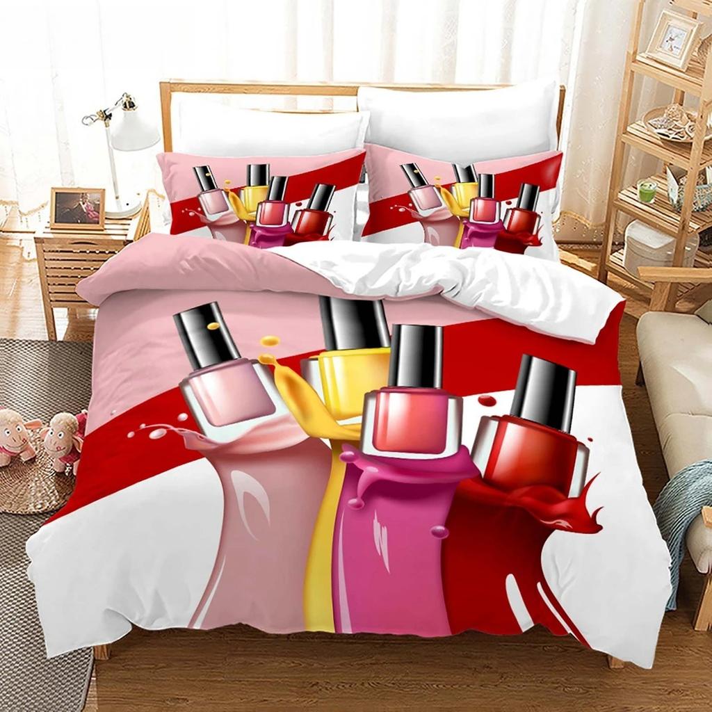 Nordic Cosmetic Fashion Girl Perfume Bedding Set Luxury Duvet Cover 200x200 Pink Bed Linen Bedclothes NO Sheet