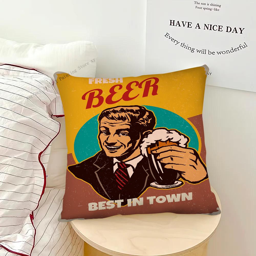 Beer Cigarette Coffee Pillow Case Square Pillow Bedroom Sofa Leisure Comfort Cushion Car Living Room Home Decoration