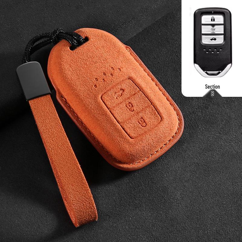 Compatible Car Key Case for Honda CRV, Accord 10th Gen, Civic, XRV, Guandao, Lingpai, Haoying, Binzhi - Cowhide Leather Bag