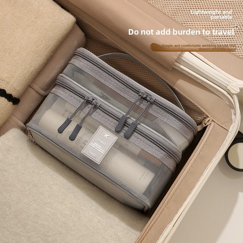 Multifunctional Nylon Travel Makeup Bag With Large Capacity And Mesh Clear Visibility For Home And Trips