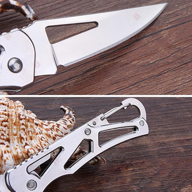 Stainless Steel Folding Fruit Paring Knife Portable Keychain Non-slip Utility Knife for Home Picnic Outdoor 1pc