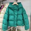 2026 Womens Short Puffer Coat Hooded Thick Warm Cotton Jacket Casual Winter Fashion Outerwear