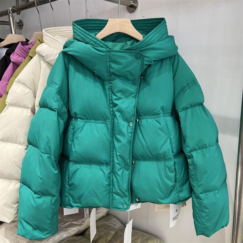 2026 Womens Short Puffer Coat Hooded Thick Warm Cotton Jacket Casual Winter Fashion Outerwear