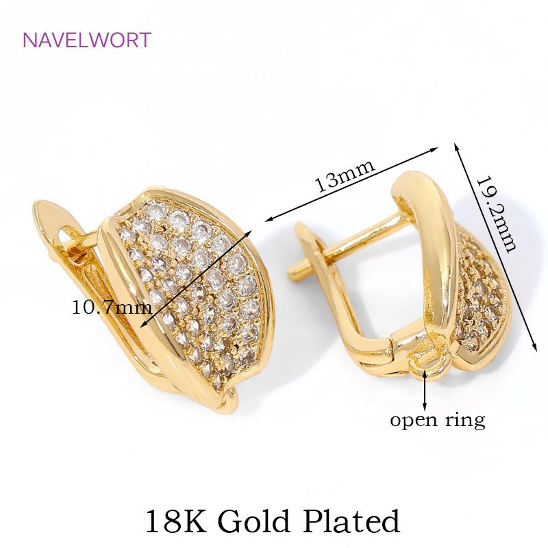 

18K Gold Plated Brass Earwires Fasteners,Inlaid Zircon Earring Fixtures,Accessories For Earrings,DIY Jewelry Making Supplies 2 pieces