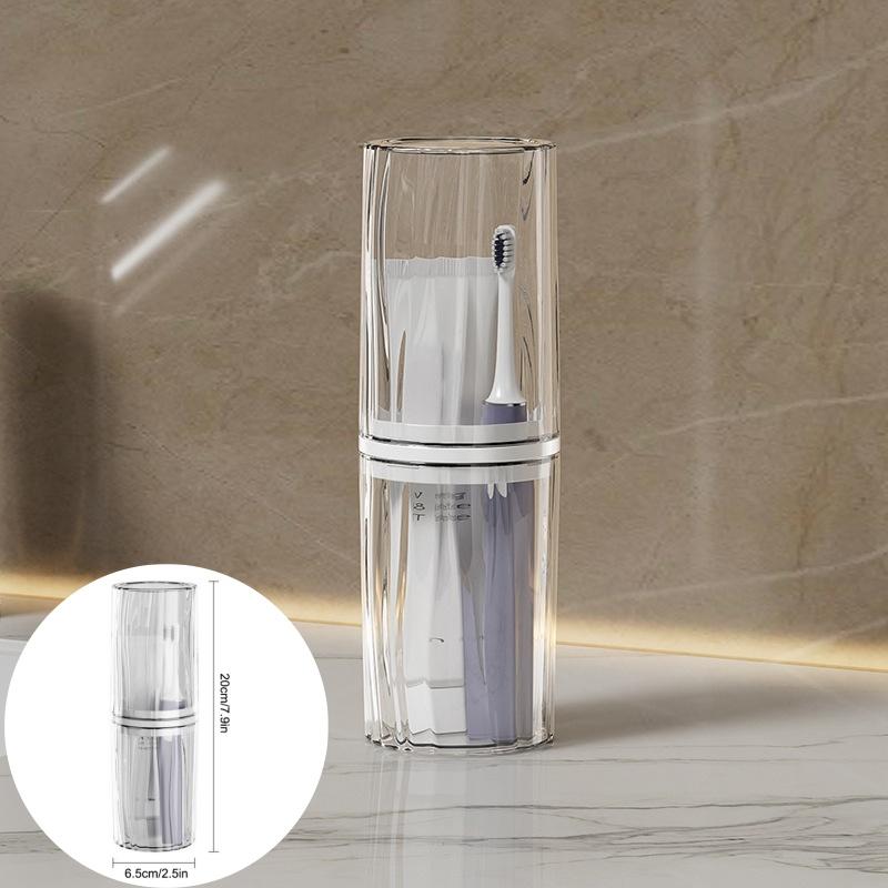 Travel Portable Toothbrush Cup Bathroom Toothpaste Holder Storage Case Travel Toiletries Organizer With Dust Cover