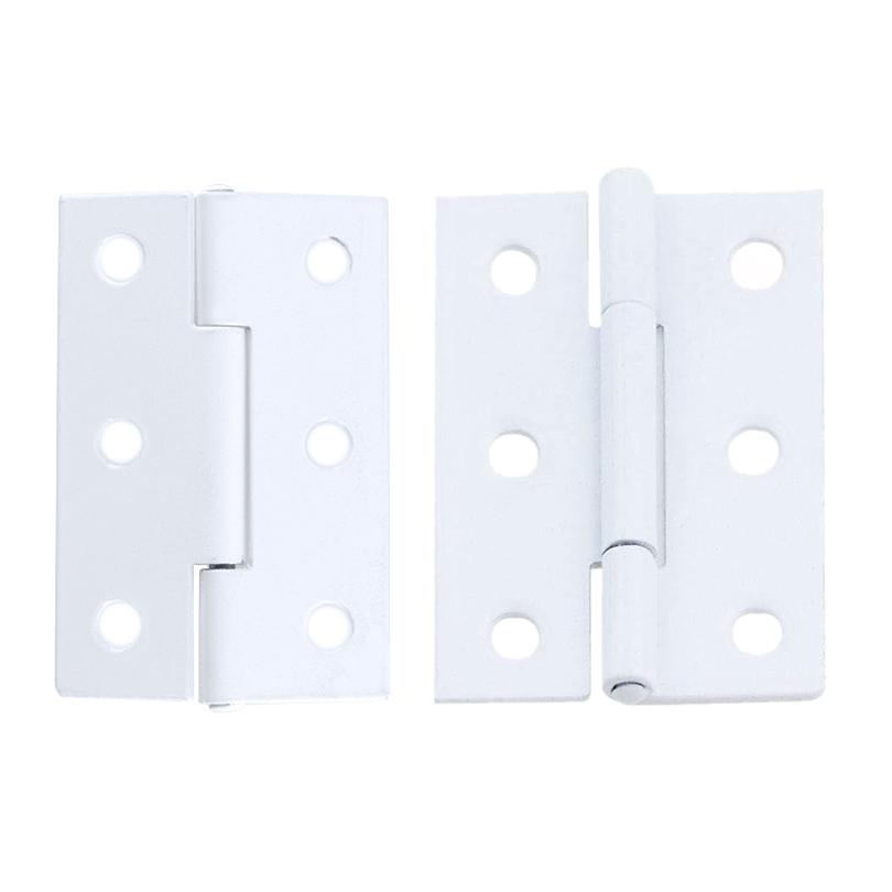 Square Spray Painted White Flat Hinge Cabinet Hinges, 6-Hole Borehole Wooden Box Gift Box Hinge