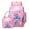 Large Capacity Schoolbag with Shoulder Strap; Student Three-piece Pencil Case Set