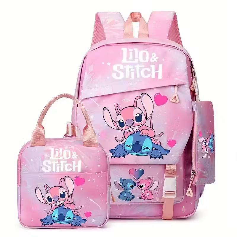 Large Capacity Schoolbag with Shoulder Strap; Student Three-piece Pencil Case Set