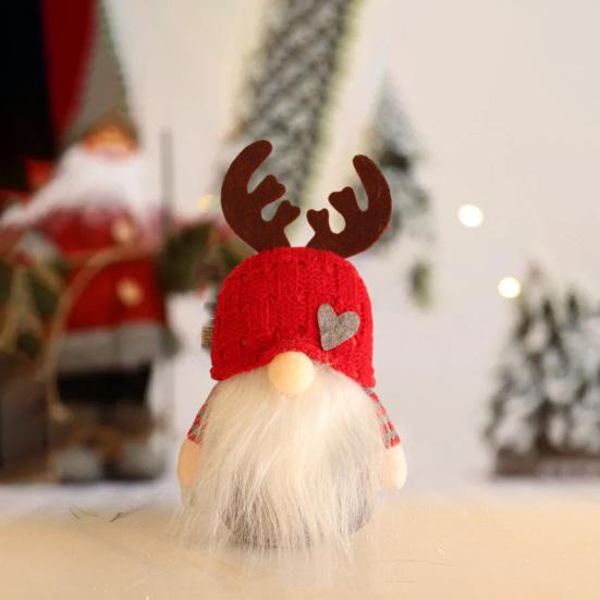 

Рождественская кукла вязаная шапка с рогами с украшением в виде сердца круглый нос праздничная безликая кукла-гном для домашнего офиса вечерние подарки