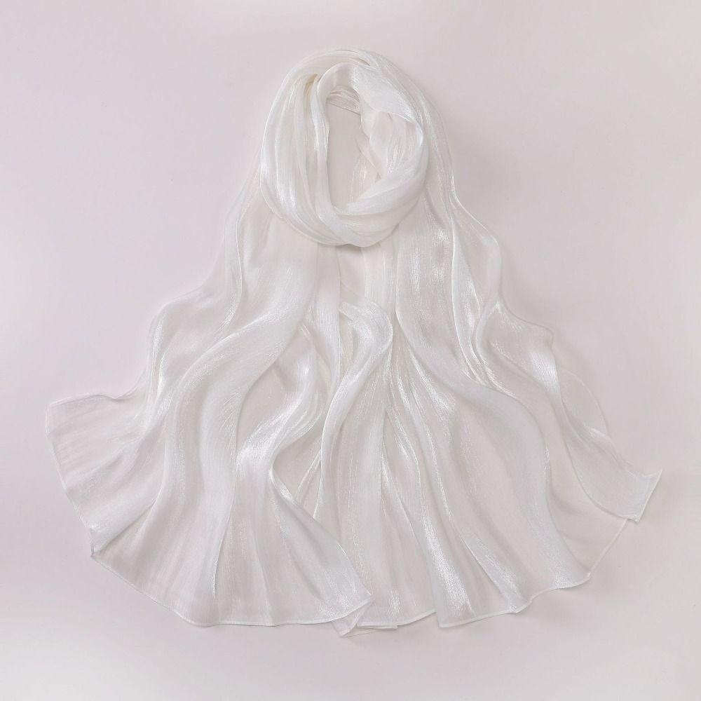 Solid Color Silk Scarf Chiffon Ramadan Long Scarf Fashion Sunscreen Headscarf  Outdoor