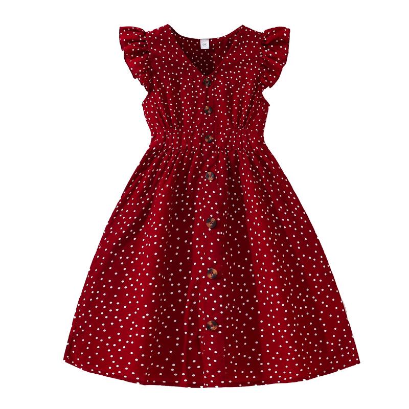 Girls' Summer Cap Sleeve Polka Dot Princess Dress, Ages 6-12