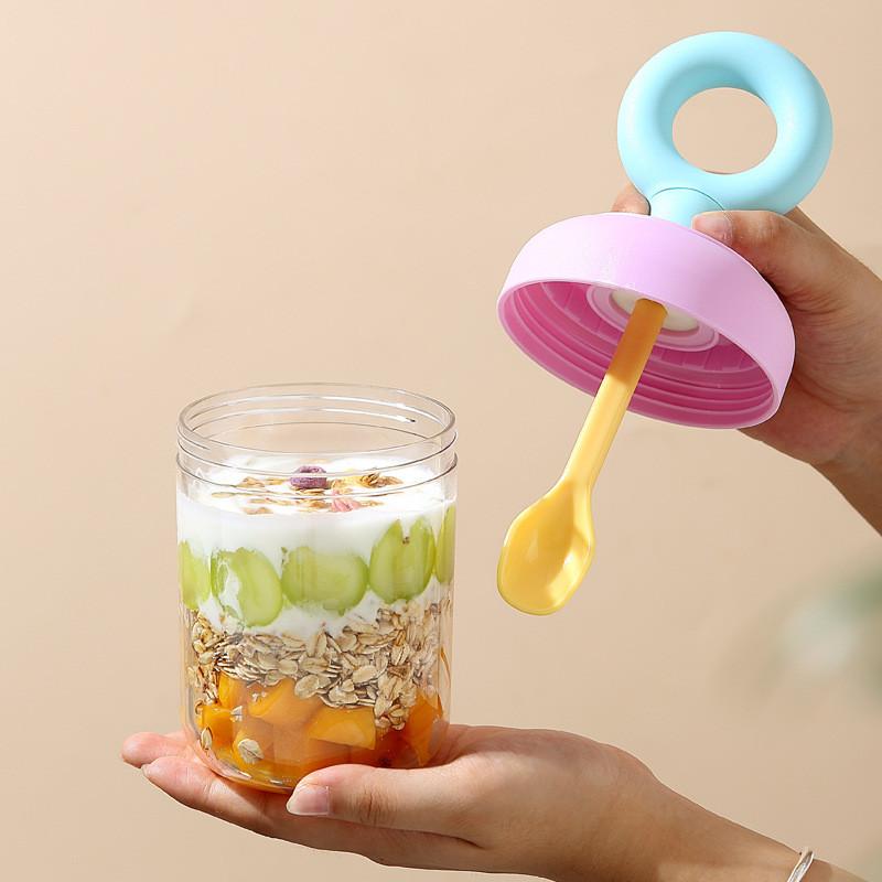 Portable Breakfast Cup With Lid And Spoon For Fruit Salad And Yogurt Enthusiasts