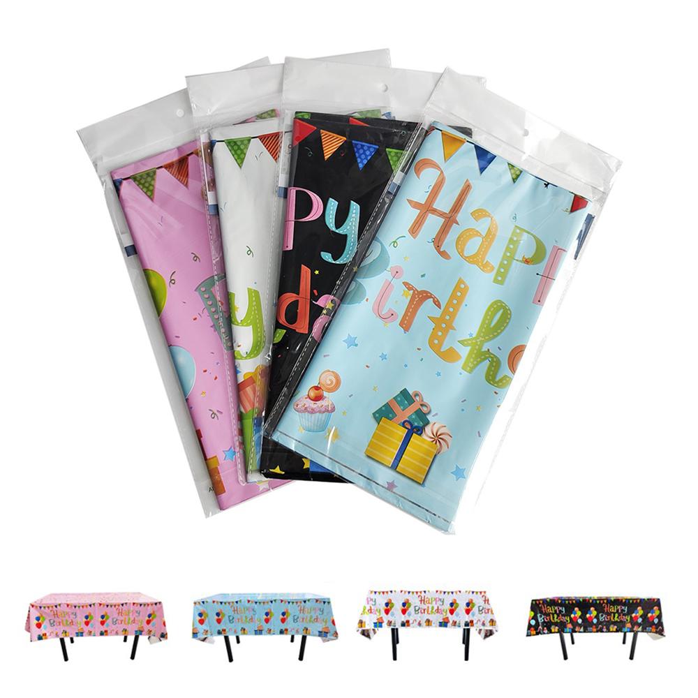 Happy Birthday Disposable Tablecloth Colored Balloon Rectangle Desk Cloth Wipe Table Cover for Birthday Party Baby Shower Decor