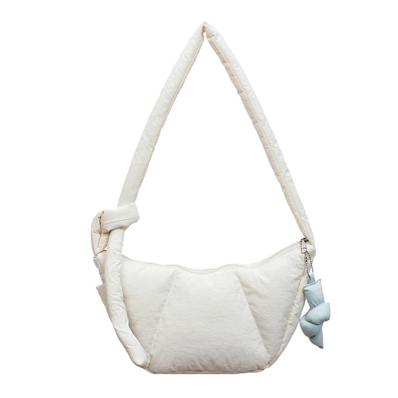 Autumn and Winter Large-capacity Commuter Brown Dumpling Bag for women2026New Zipper Single-Shoulder Crossbody Cott Puffer Bag