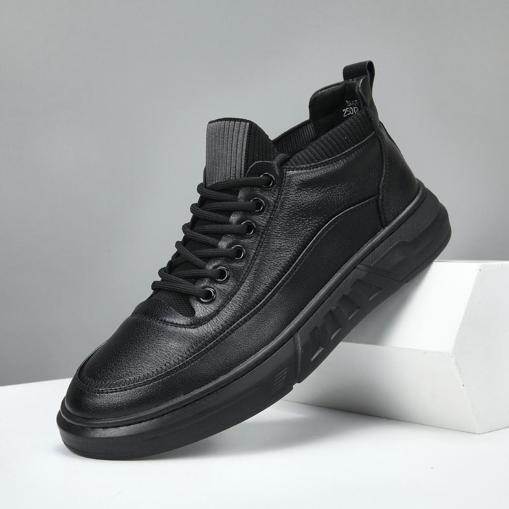Black Fashion Board Shoes New Spring and Autumn Men's Shoes Casual Leather Shoes Board Shoes Non-slip Outdoor Sports Shoes