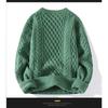 Herren Rot Dicker Zopfmuster Pullover Lässig Langarm Warm Pullover Oberbekleidung