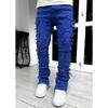 European & American Fashion Men's Straight-Leg Jeans with Tassel Patches
