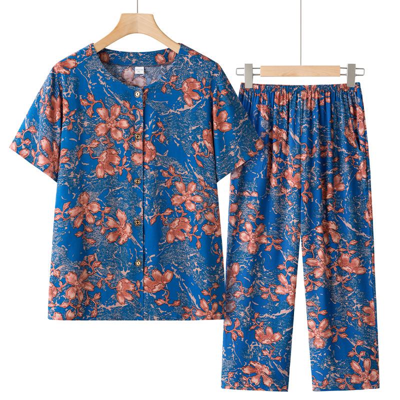 2026 New Style Lightweight Summer Cardigan and Short-Sleeve Set for Middle-Aged and Elderly Women