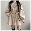 Overcoat New Style Solid Color Loose Cape Coat Collect Waist Woolen Medium Long Coat Women Winter Tops For Woman