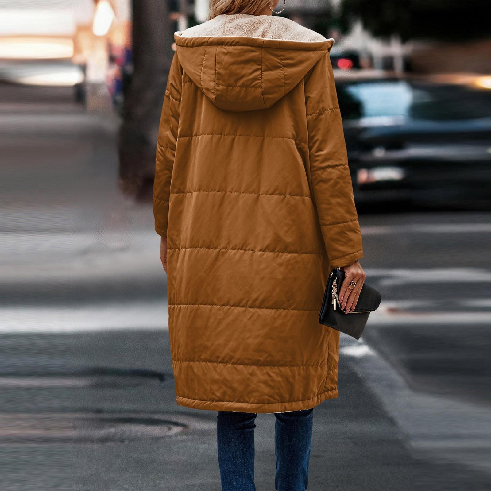 Женская стильная лоскутная двусторонняя куртка с длинными рукавами и капюшоном для женщин — фото 3