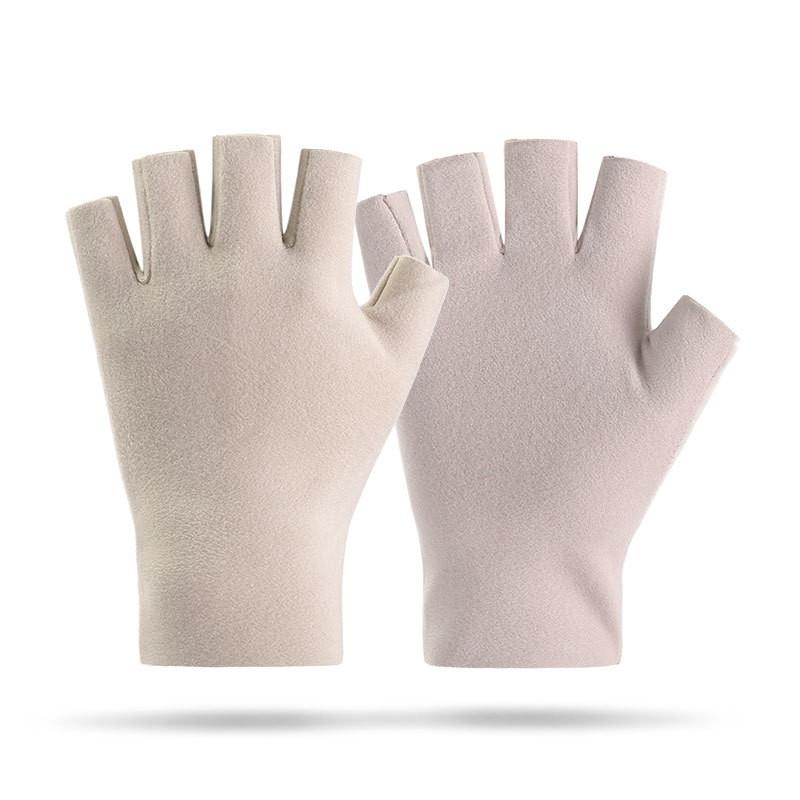 Warm Fleece Half-Finger Gloves Women Winter Typing Writing Student Office Use Soft Stretchy Thin