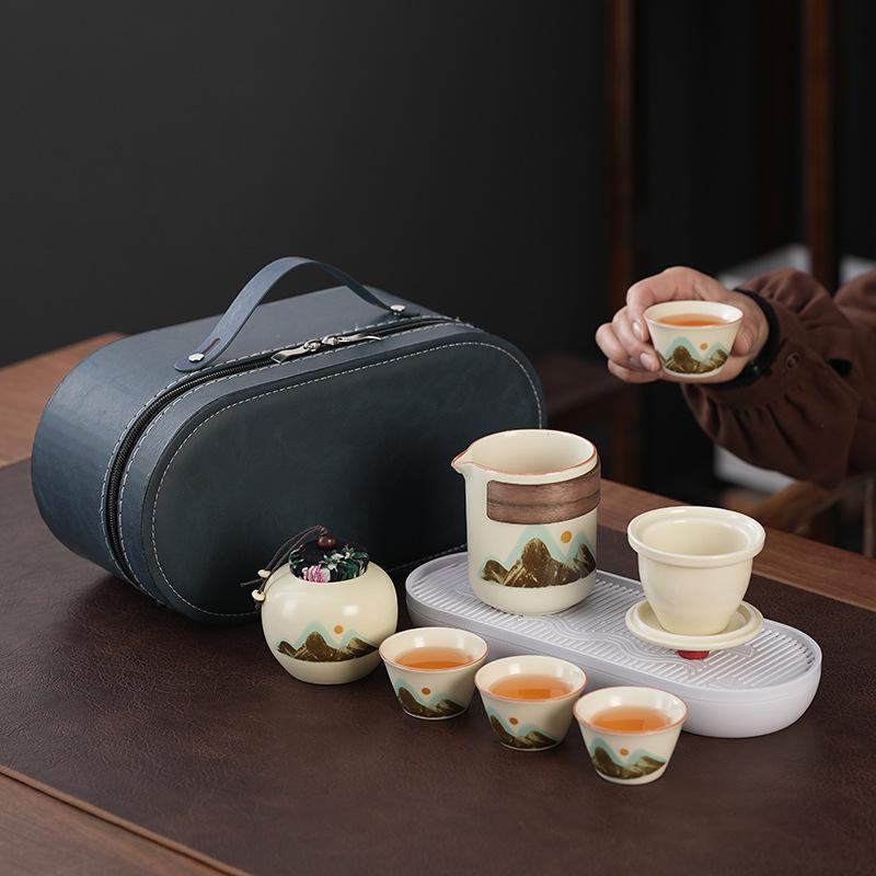 Ru kiln business gift tea set gift box Kung Fu tea set wholesale teapot to give customers a gift