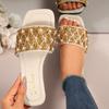 [Foreign Trade] Flat-bottomed Temperament Sequined Cool Slippers Women's Shoes Wear Soft-soled High-end Silver Sandals