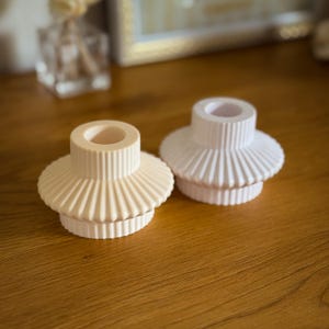

Pleated Gypsum Candle Holder Handmade Taper Candle Stand Modern Minimalist Home Decor Altar Wedding Holiday Table Centerpiece
