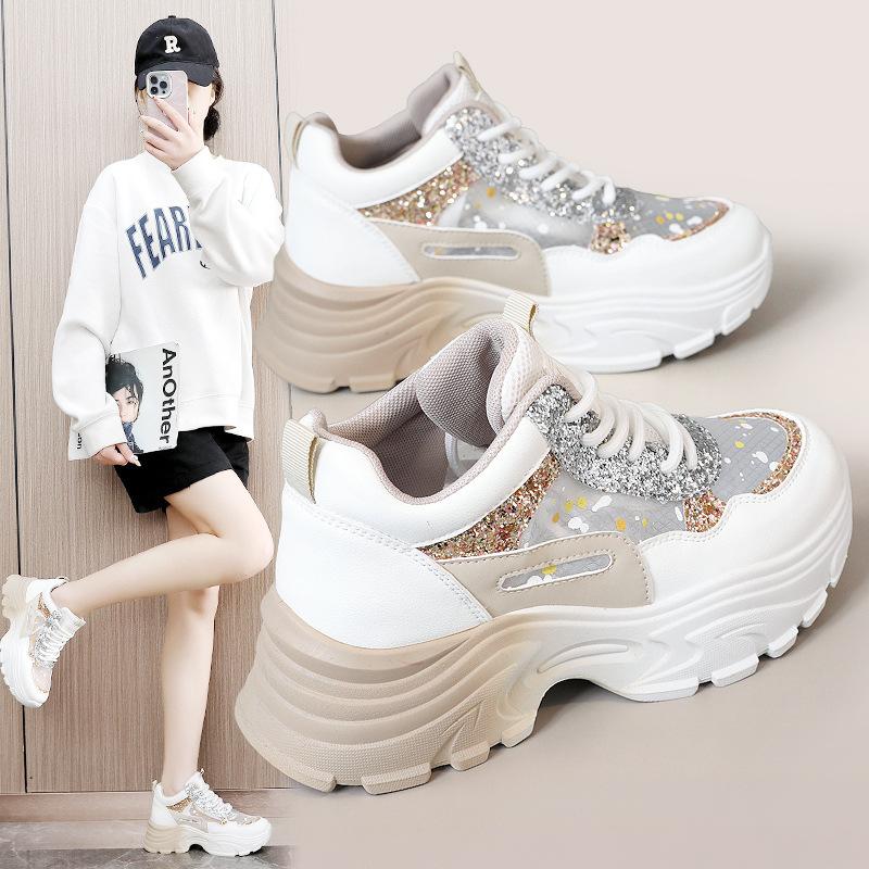 Inner Height Increase Women's Spring New Summer Mesh Casual Sports Shoes Breathable Dad Shoes Versatile