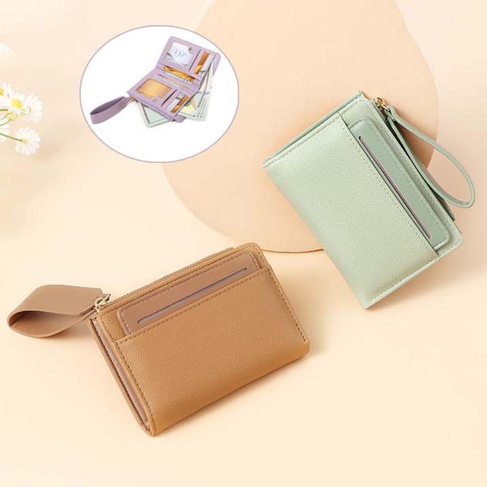 Multifunction Cash Purse Bag PU Leather Two-fold Short Wallets Pocket Purse Wallet  Women Men