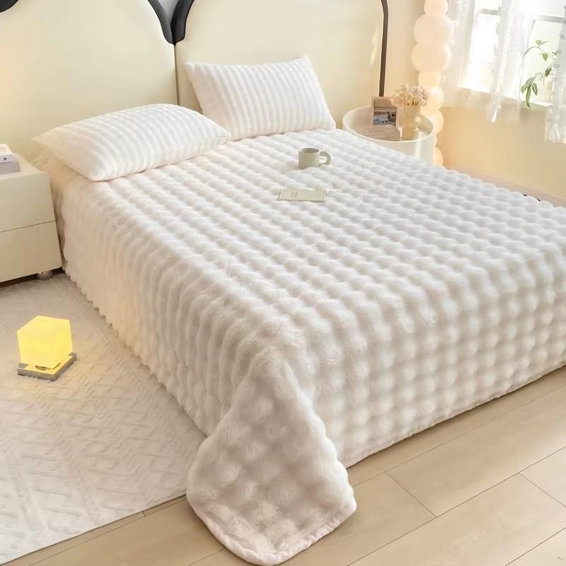 1pc Plaid Flannel Blanket Sheet Warm Soft Cozy Throw Blanket Sofa Bed Room Office Nap Blanket Autumn Winter Fluffy Bubble Fleece Blanket Sheet
